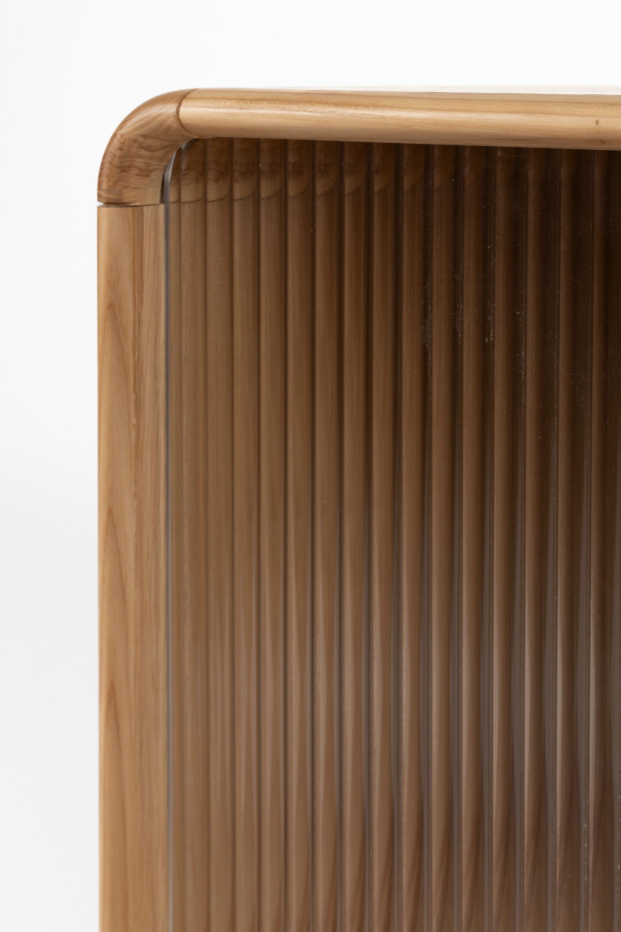 Zuiver Rise Natural Oak Wood & Ribbed Glass Bedside Table